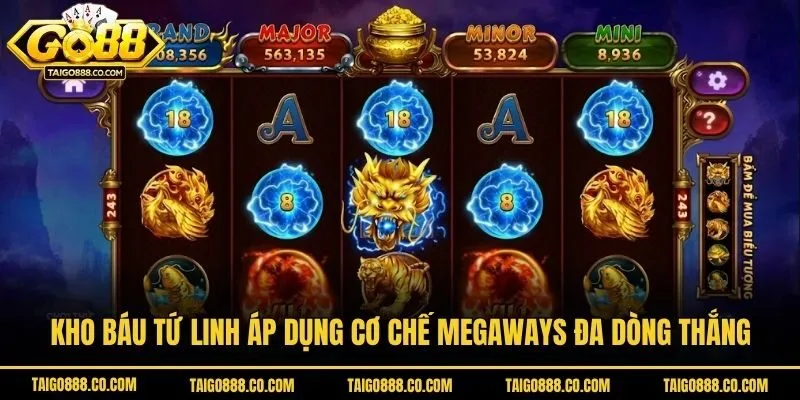 Kho Báu Tứ Linh áp dụng cơ chế Megaways đa dòng thắng